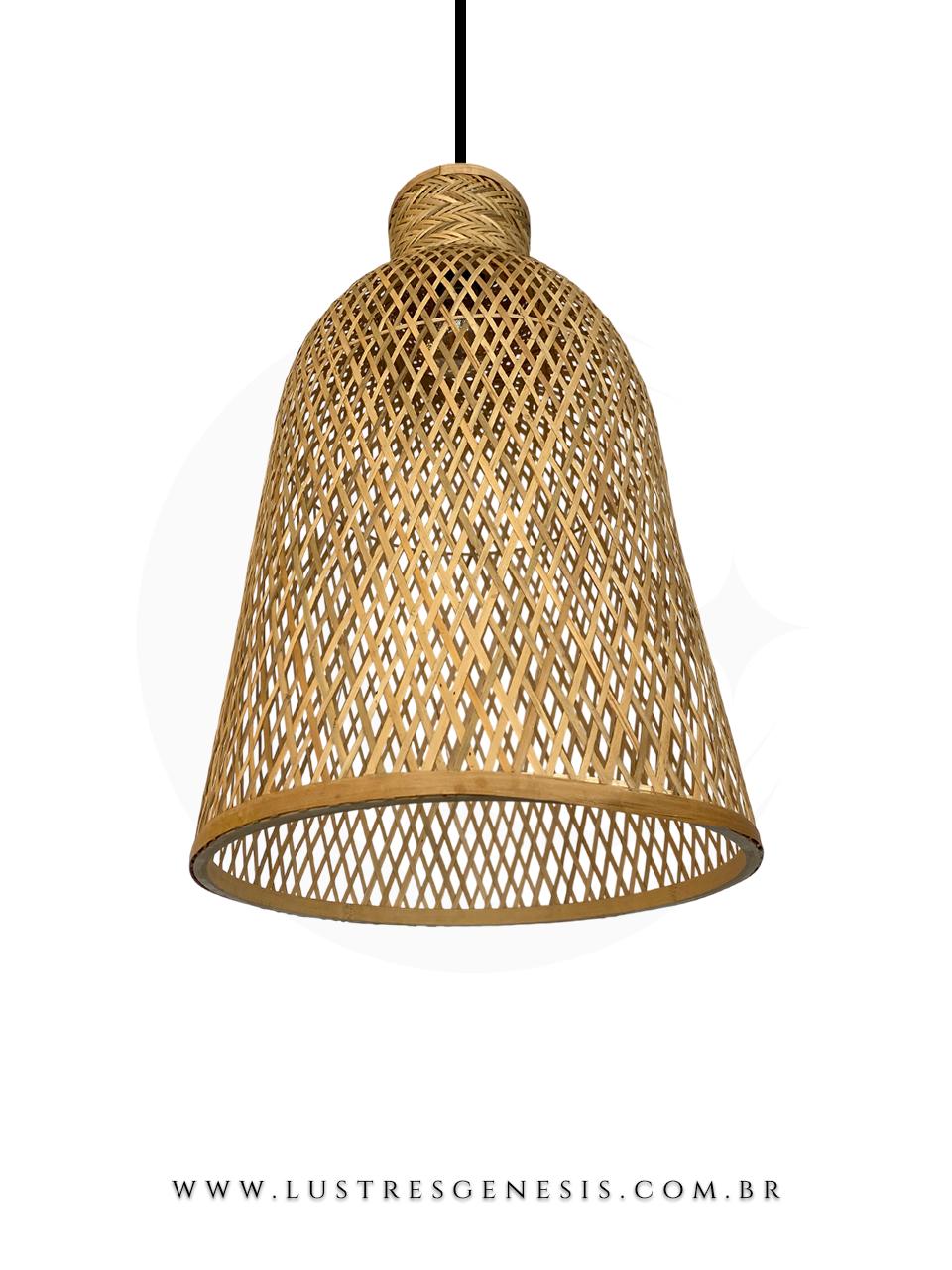 Lustre de fibra de bambu Gaia de 20 cm, com design artesanal, ideal para mesas, balcão de cozinha, área gourmet e sítio